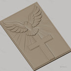 Fichier CNC & impression 3D croix chrétienne avec colombe et rayons de lumière, haute qualité relief STL