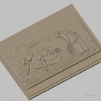 Fichier CNC & impression 3D scène de moisson, femmes travaillant dans un champ, haute qualité relief STL