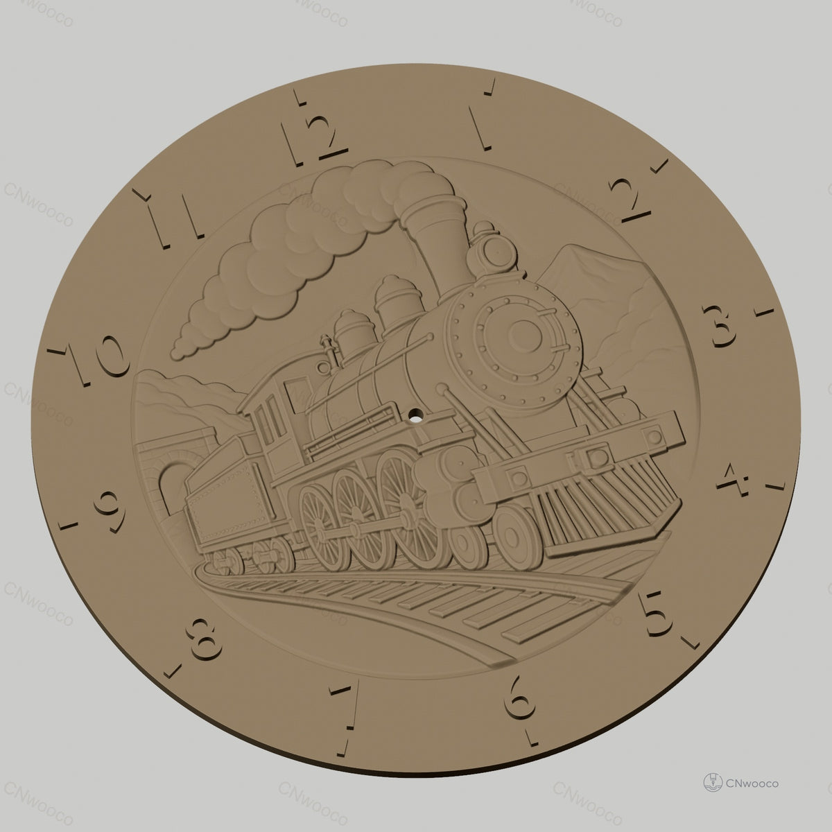 Fichier CNC & impression 3D horloge murale locomotive train vintage STL