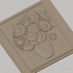 Fichier CNC & impression 3D bouquet de tournesols en vase, fleurs haut relief décoratif, haute qualité relief STL