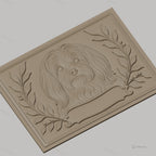Fichier CNC & impression 3D chien Lhasa Apso, portrait floral ornemental, haute qualité relief STL