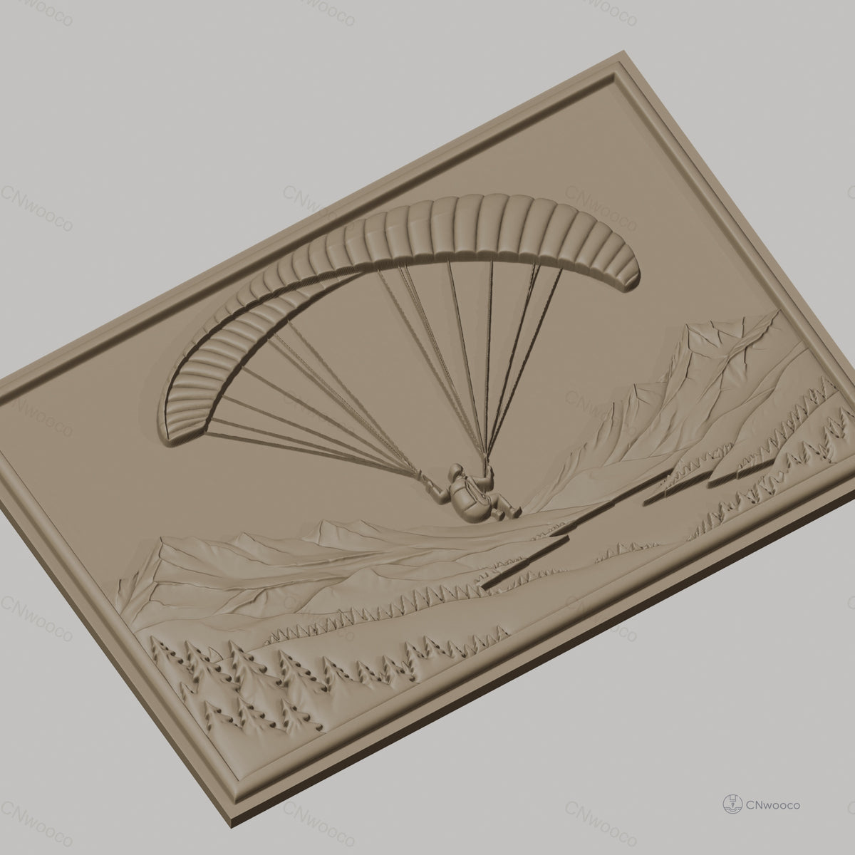 Fichier CNC & impression 3D Parapente en montagne, paysage avec rivière et forêt, haute qualité relief STL