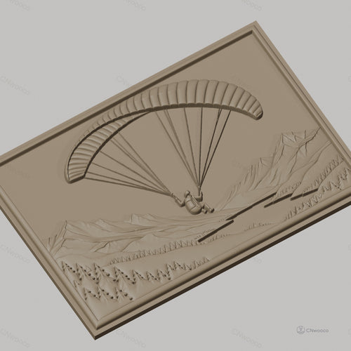 Fichier CNC & impression 3D Parapente en montagne, paysage avec rivière et forêt, haute qualité relief STL