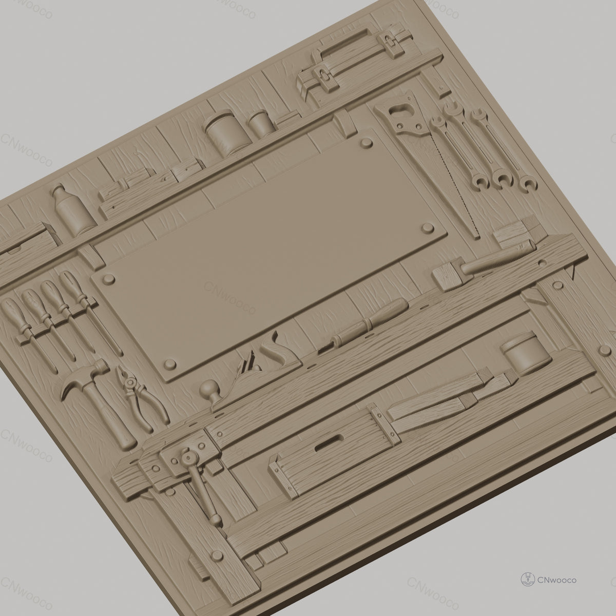 Fichier CNC & impression 3D atelier de menuiserie, établis avec outils de travail en bois, haute qualité relief STL
