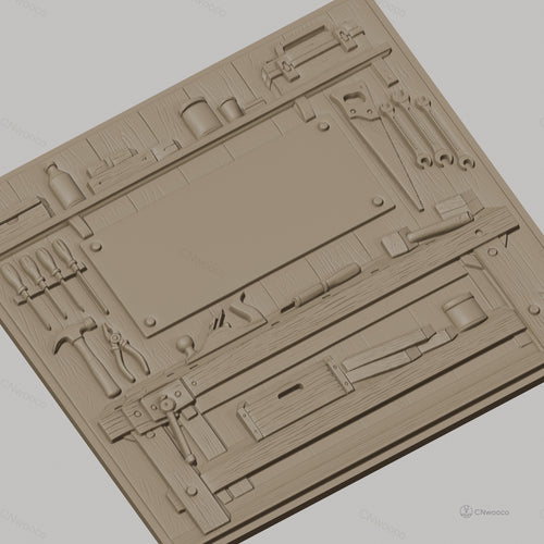 Fichier CNC & impression 3D atelier de menuiserie, établis avec outils de travail en bois, haute qualité relief STL