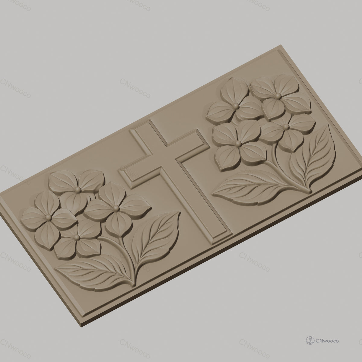 Fichier CNC & impression 3D Croix chrétienne et fleurs en relief, haute qualité relief STL