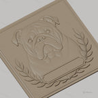 Fichier CNC & impression 3D Bulldog Anglais, portrait animalier avec cadre ornemental, haute qualité relief STL