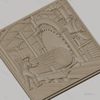 Fichier CNC & impression 3D scierie ancienne, ouvrier et machine à sciage, haute qualité relief STL