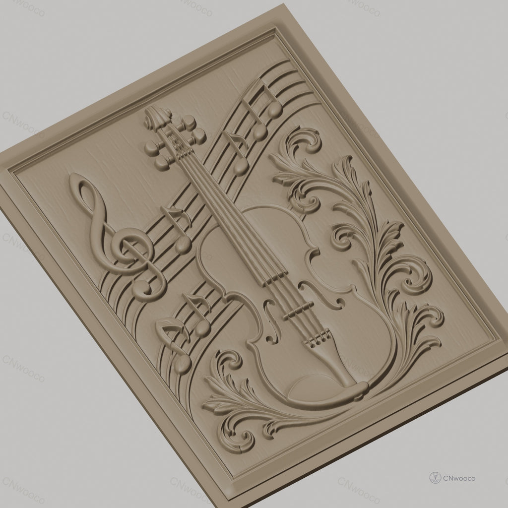 Fichier CNC & impression 3D musique violon notes ornement, haute qualité relief STL