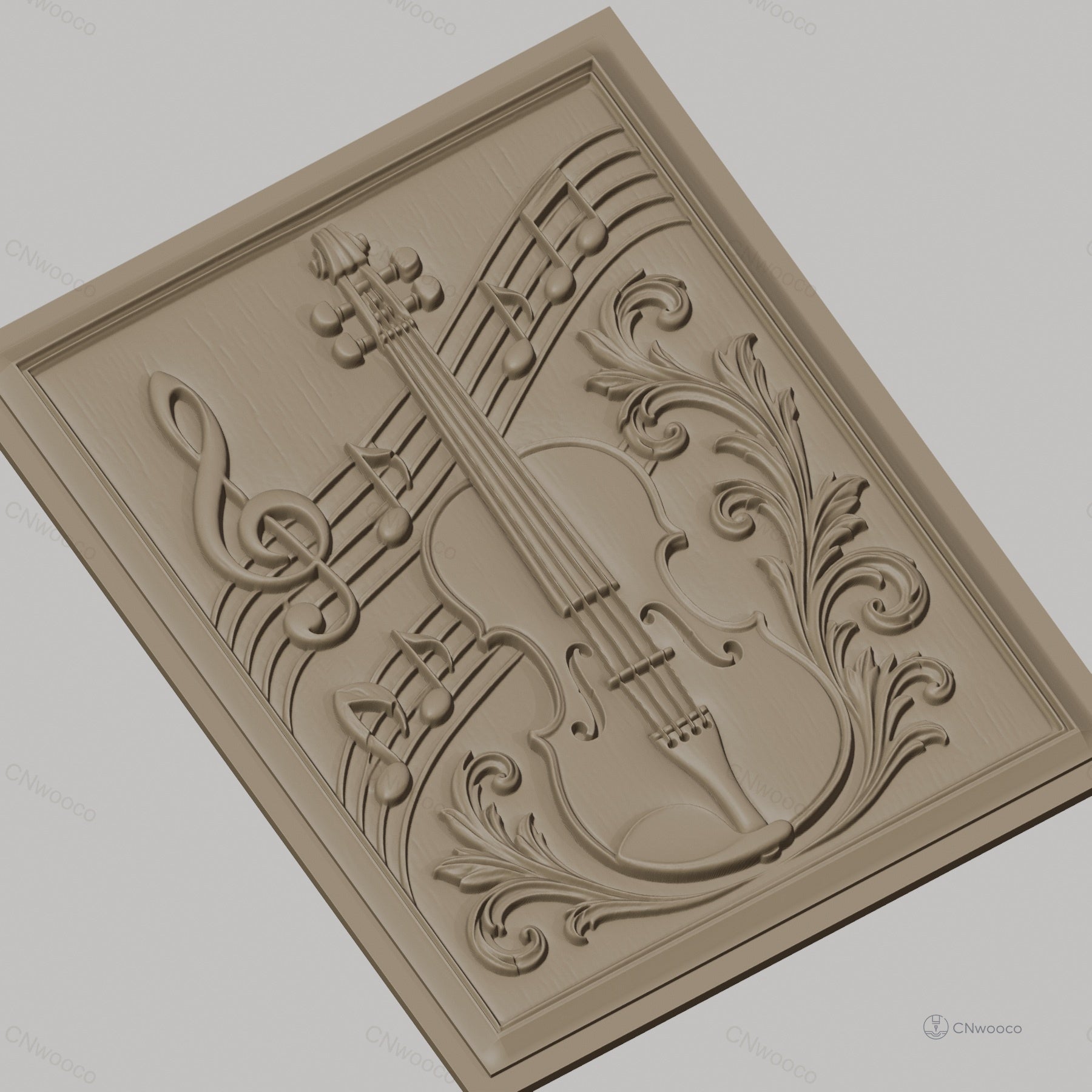 Fichier CNC & impression 3D musique violon notes ornement, haute qualité relief STL