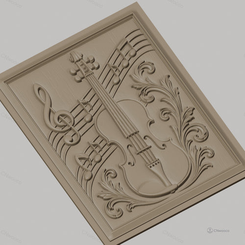 Fichier CNC & impression 3D musique violon notes ornement, haute qualité relief STL