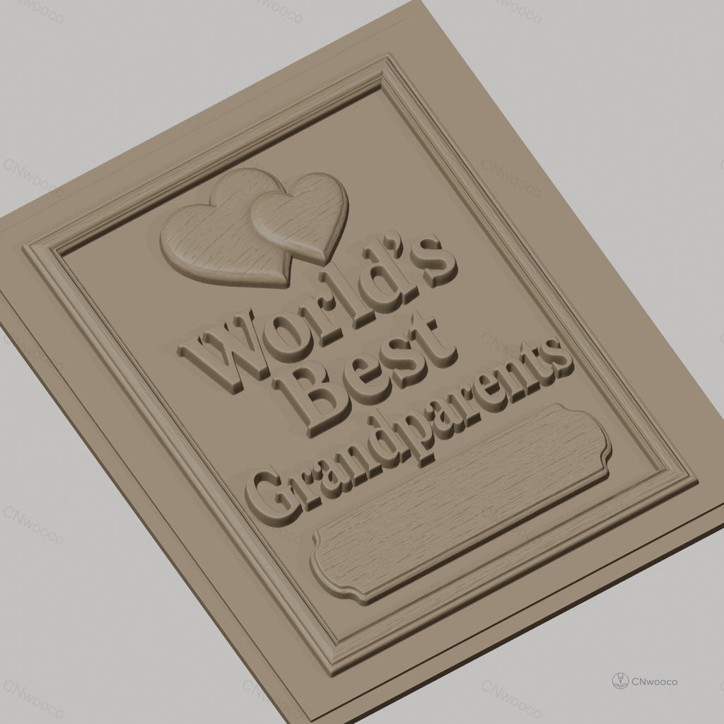 Fichier CNC & impression 3D meilleure plaque Grandparents, coeurs relief décoratif, haute qualité relief STL