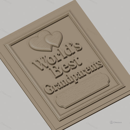 Fichier CNC & impression 3D meilleure plaque Grandparents, coeurs relief décoratif, haute qualité relief STL