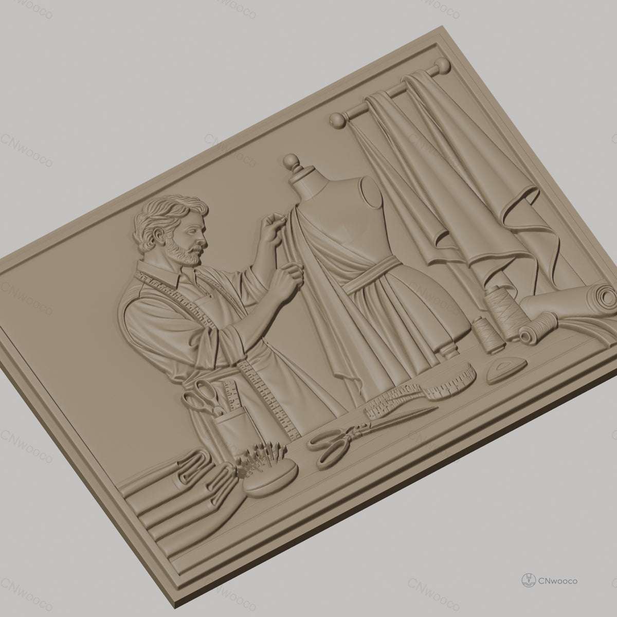Fichier CNC & impression 3D tailleur couture, mannequin, tissu, outils haute qualité relief STL