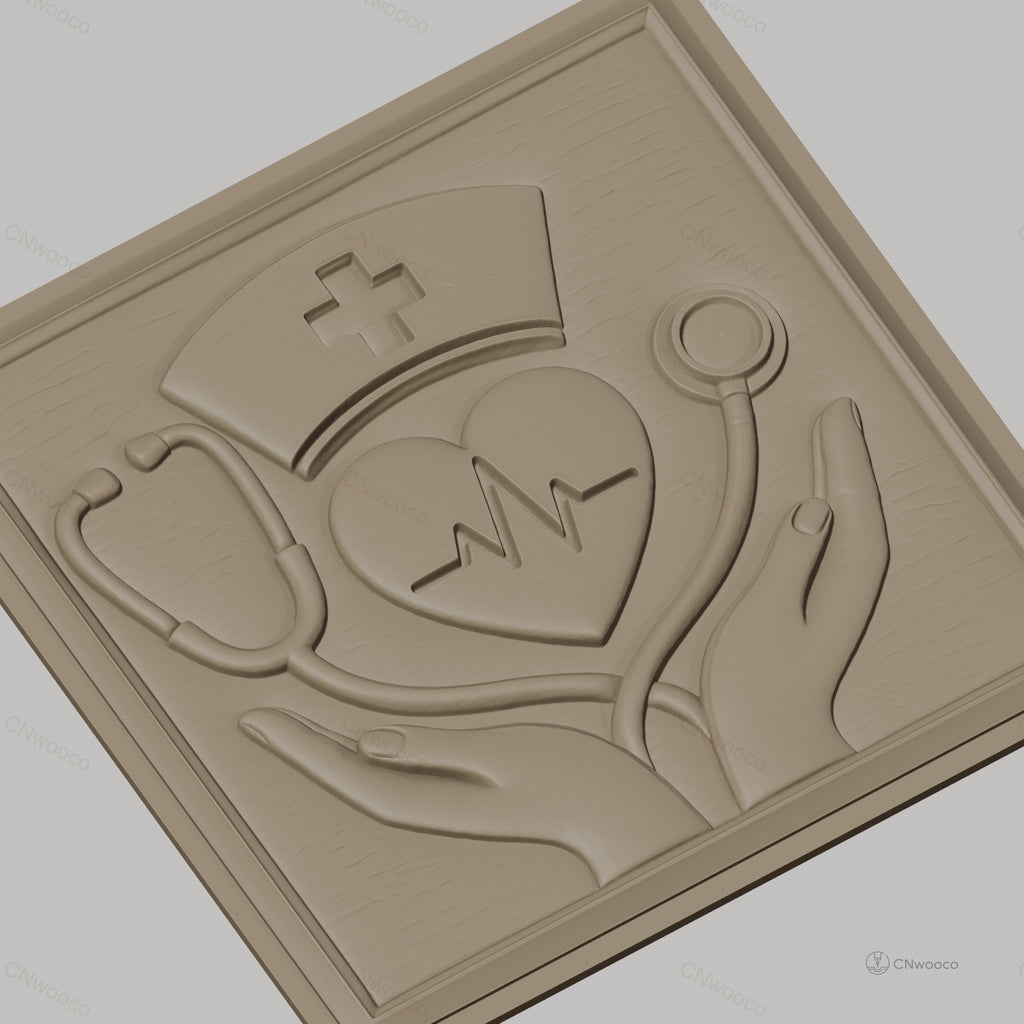 Fichier CNC & impression 3D Hemodialyse santé infirmière stéthoscope coeur infirmière haute qualité relief STL