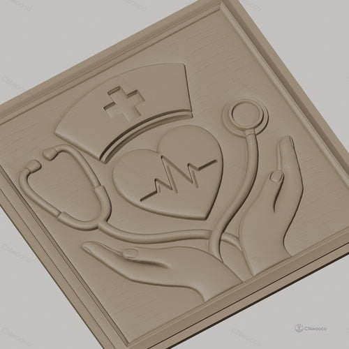 Fichier CNC & impression 3D Hemodialyse santé infirmière stéthoscope coeur infirmière haute qualité relief STL