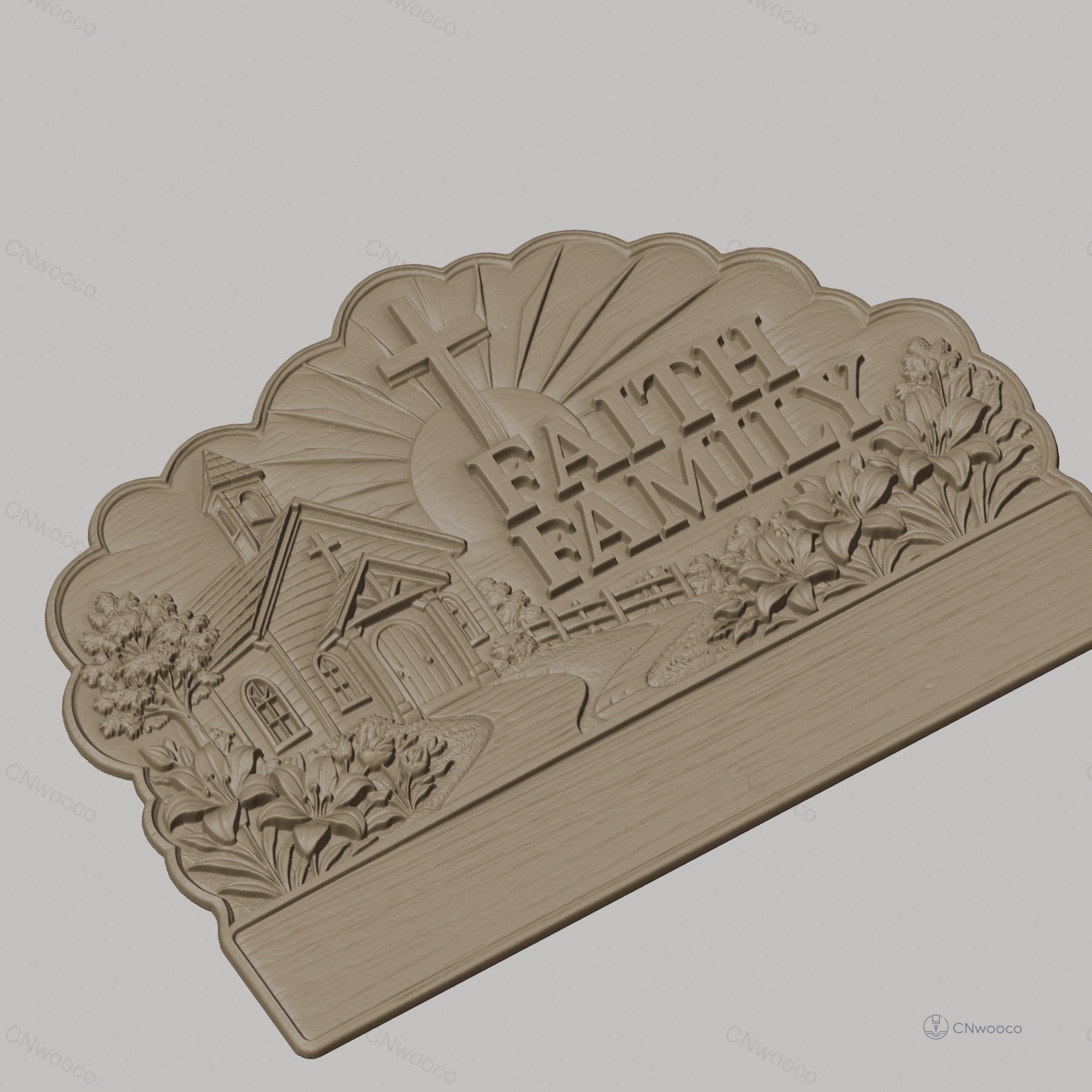 Fichier CNC porte-clés mural enseigne décorative foi famille, décor église et nature, STL très haute qualité