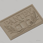 Fichier CNC & impression 3D panneau pantry, bocaux, couverts et épis de blé, haute qualité relief STL