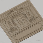 Fichier CNC & impression 3D façade de maison avec porte, fleurs, lanternes, haute qualité relief STL