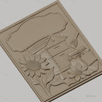 Fichier CNC & impression 3D ruche, tournesols et pot de miel, haute qualité relief STL