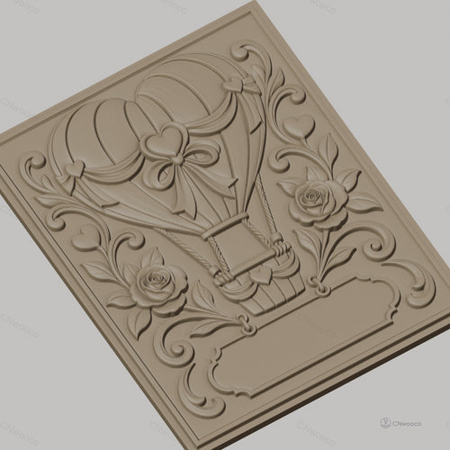 Fichier CNC & impression 3D montgolfière coeur, roses et ornements décoratifs, haute qualité relief STL