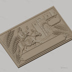Fichier CNC & impression 3D Jésus entrant à Jérusalem, relief avec âne, palmiers et ville ancienne, haute qualité relief STL