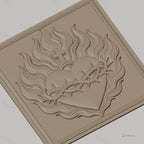 Fichier CNC & impression 3D Sacré Cœur, cœur enflammé avec couronne d'épines et croix, haute qualité relief STL