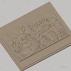 Fichier CNC & impression 3D Lapin de Pâques, oeufs décorés et fleurs, haute qualité relief STL