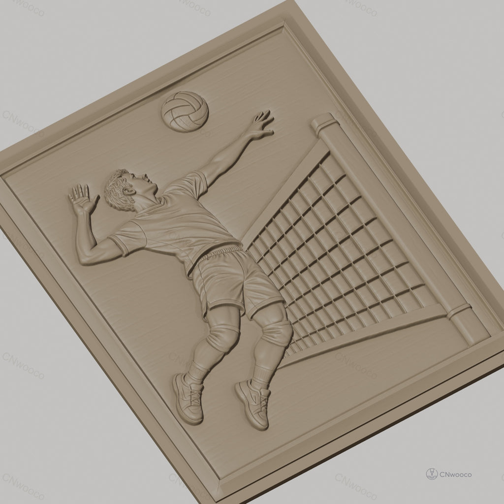 Fichier CNC & impression 3D Volleyball homme saut et filet haute qualité relief STL
