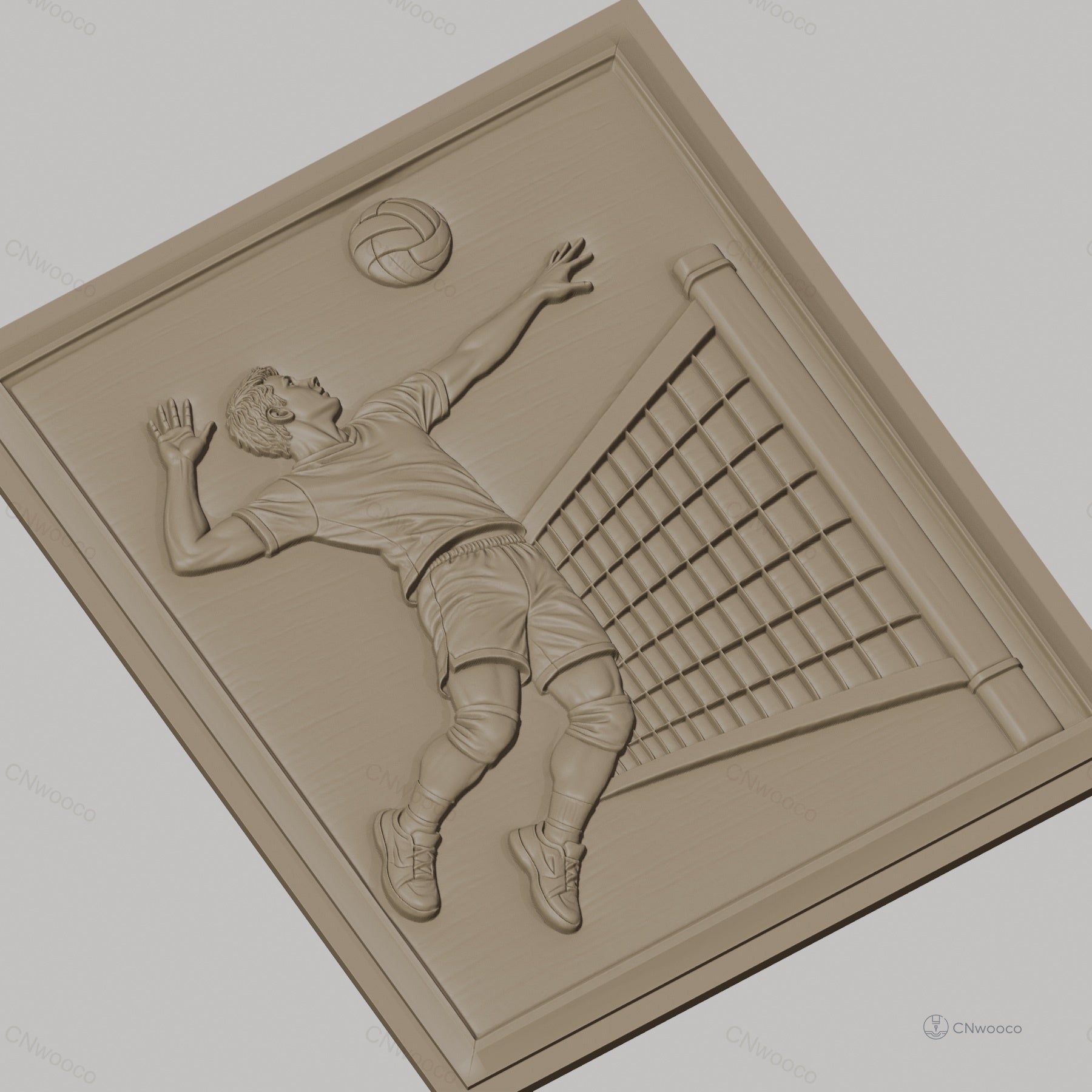Fichier CNC & impression 3D Volleyball homme saut et filet haute qualité relief STL