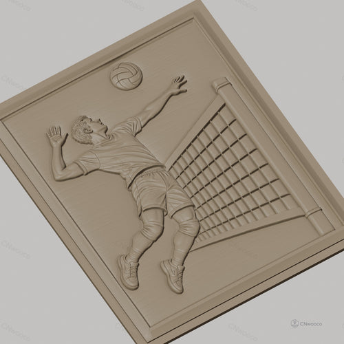 Fichier CNC & impression 3D Volleyball homme saut et filet haute qualité relief STL