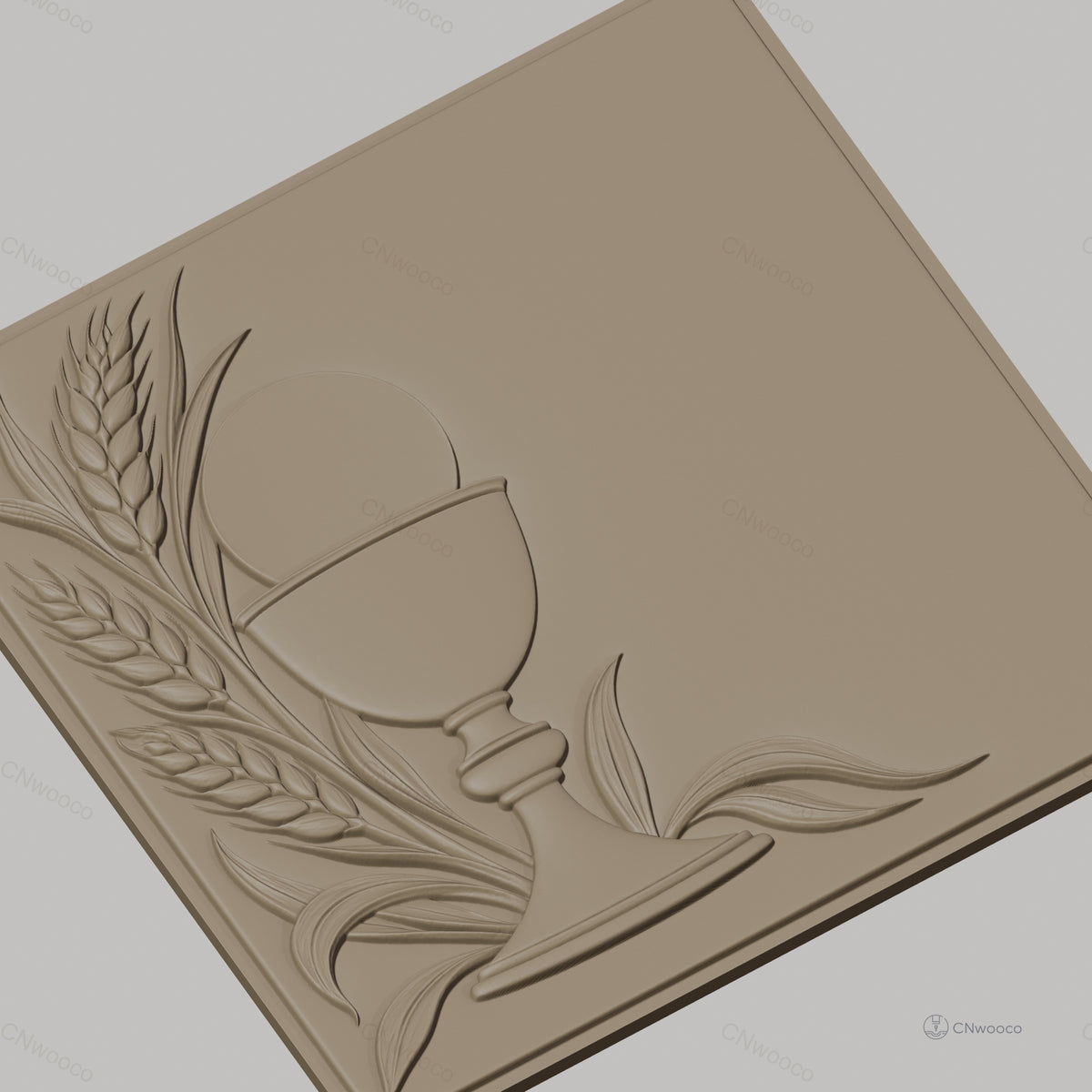 Fichier CNC & impression 3D calice avec épis de blé, haute qualité relief STL