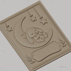 Fichier CNC & impression 3D bébé lapin sur lune avec étoiles, décoration murale relief, haute qualité relief STL