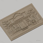 Fichier CNC & impression 3D magasin western, cabine en bois avec baril, caisse, roue et arbres, haute qualité relief STL