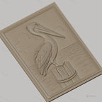 Fichier CNC & impression 3D pelican sur pieu en bois, relief marin haute qualité relief STL