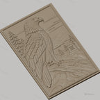Fichier CNC & impression 3D aigle américain, paysage naturel, mémorial et soleil levant, haute qualité relief STL