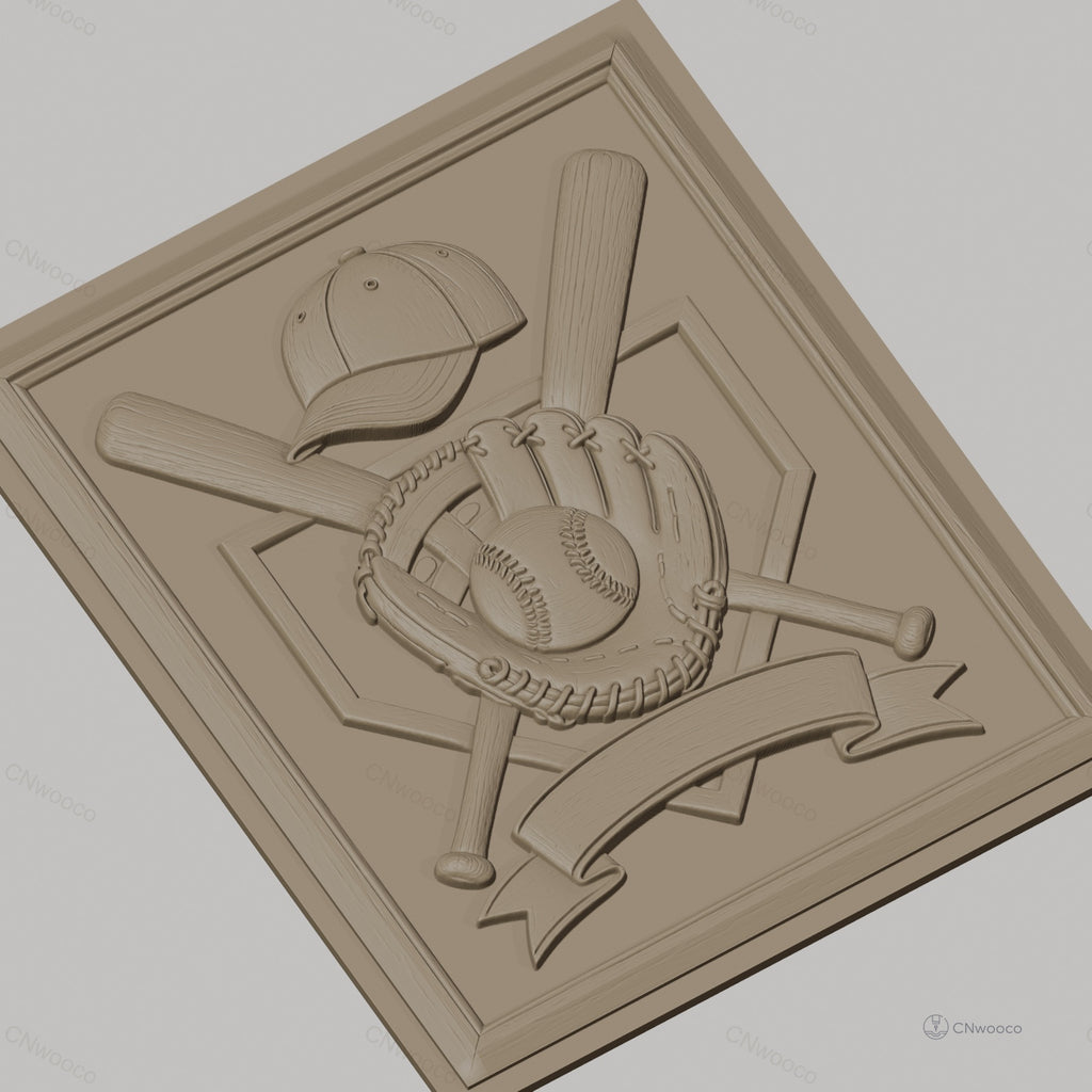 Fichier CNC & impression 3D baseball, batte, gant et casquette, haute qualité relief STL
