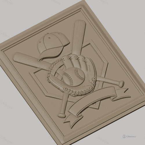 Fichier CNC & impression 3D baseball, batte, gant et casquette, haute qualité relief STL