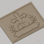 Fichier CNC & impression 3D mariage, bagues entrelacées, croix et feuillage, haute qualité relief STL