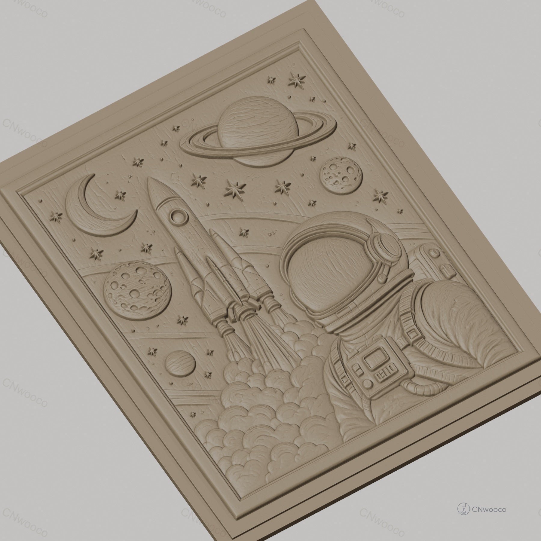 Fichier CNC & impression 3D espace, astronaute, fusée, planètes, haute qualité relief STL