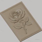 Fichier CNC & impression 3D rose avec feuilles relief naturel, haute qualité relief STL