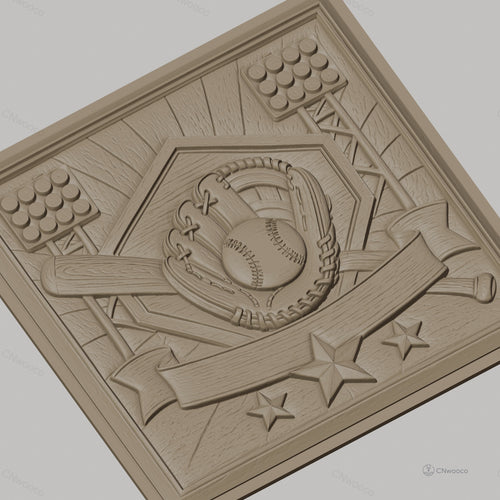 Fichier CNC & impression 3D baseball, gant balle battes et stade, haute qualité relief STL