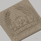 Fichier CNC & impression 3D couronne royale, feuilles de palmier, pierre texturée, haute qualité relief STL