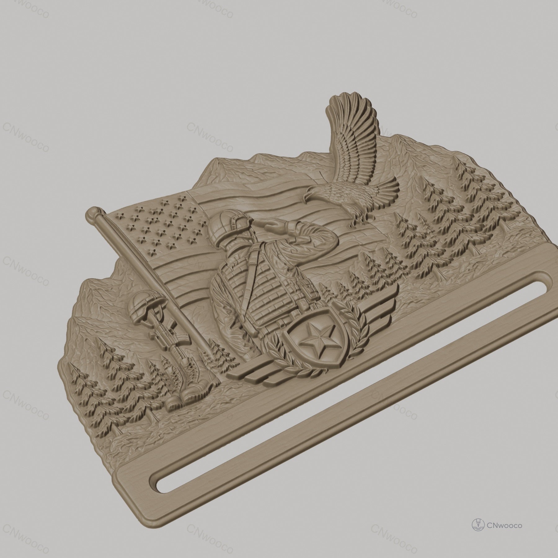 Fichier CNC & impression 3D décoration murale militaire patriotique avec soldat et aigle, STL très haute qualité