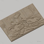Fichier CNC & impression 3D artisan appliquant feuille d'or, pinceaux et motifs baroques, haute qualité relief STL