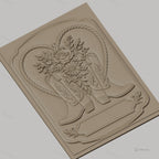 Fichier CNC & impression 3D thème western, bottes de cowboy et bouquet de fleurs, haute qualité relief STL