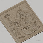Fichier CNC & impression 3D ferme américaine, tracteur, grange, moulin à vent, drapeaux USA, haute qualité relief STL