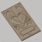 Fichier CNC & impression 3D relief coeur avec roses et motif art déco haute qualité relief STL