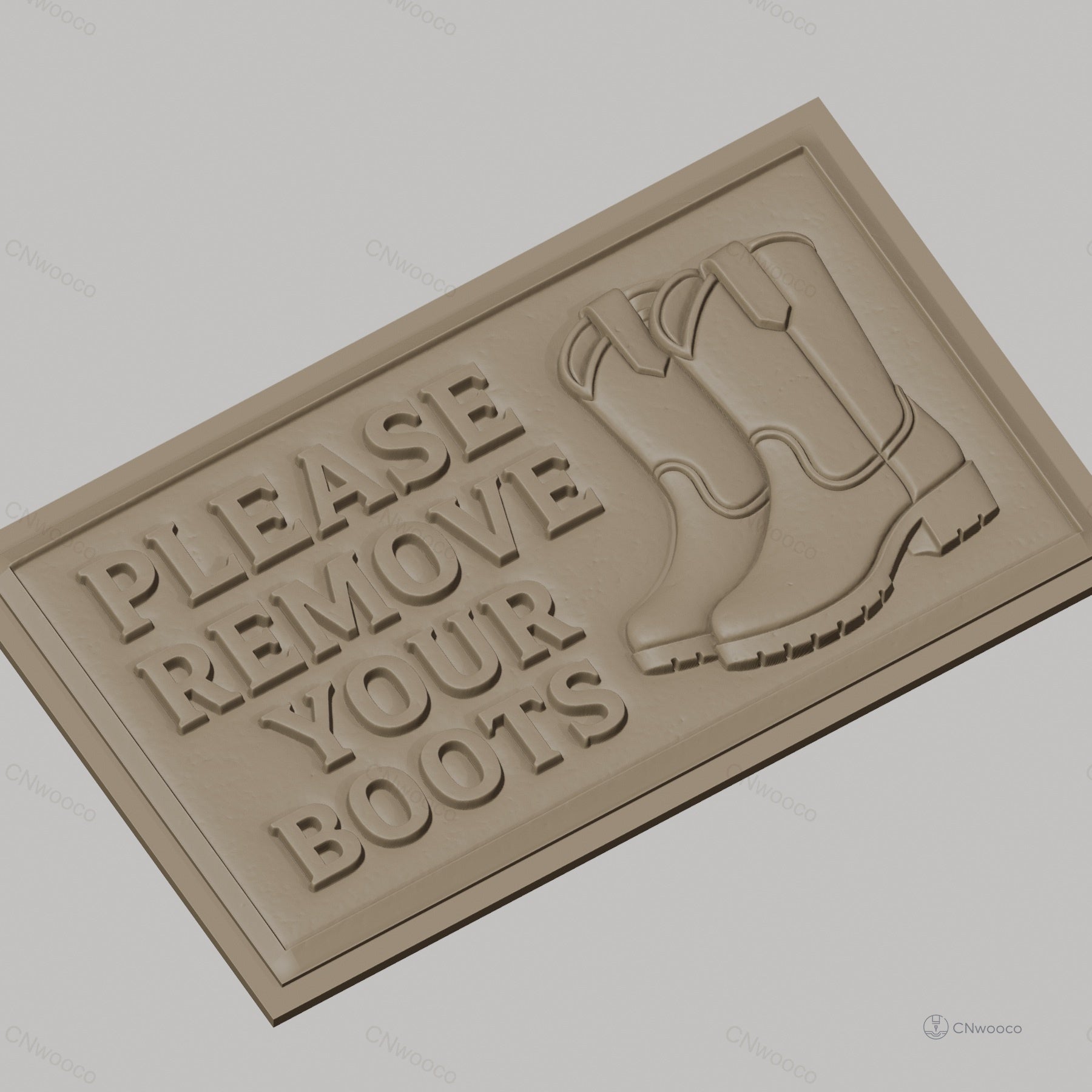 Fichier CNC & impression 3D signalétique boot remove, bottes, panneau message, haute qualité relief STL
