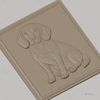 Fichier CNC & impression 3D chien Beagle assis, détail pelage et contours réalistes, haute qualité relief STL